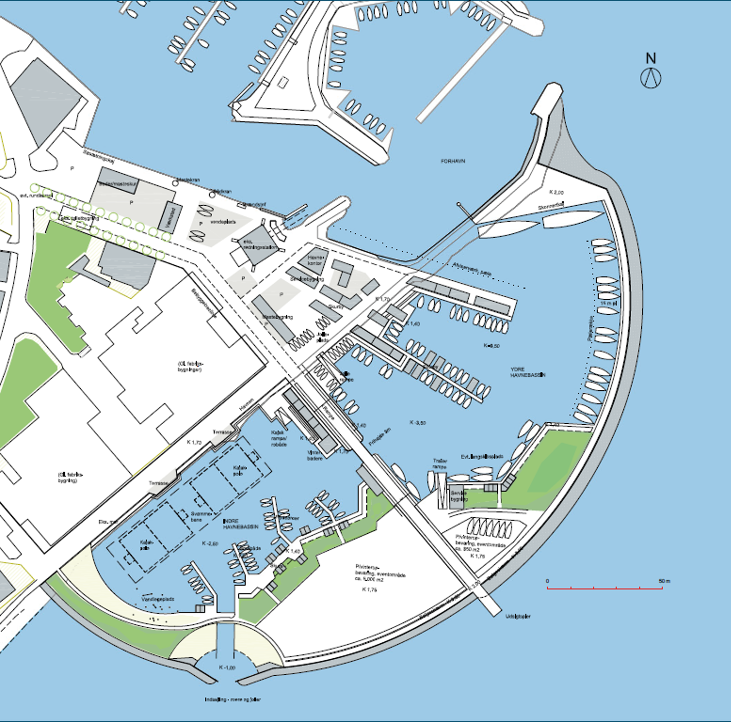 Kort over havneudvidelsen af Sæby Havn