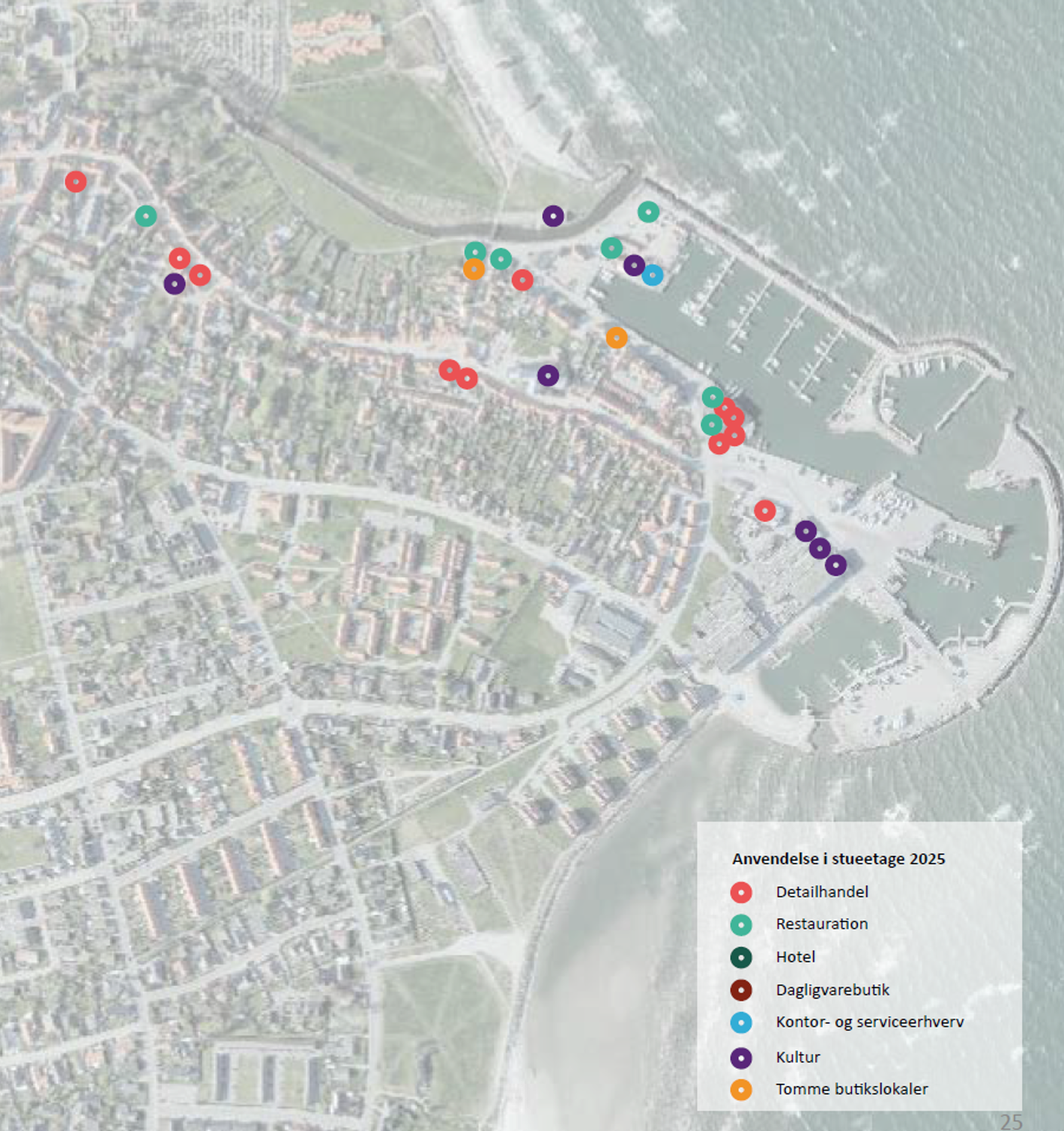 Kort over butikslokaler på havnen