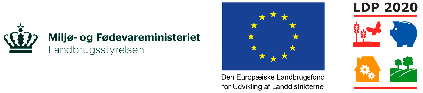 Logoer for EU, LDP 2020 og Landsbrugsstyrelsen