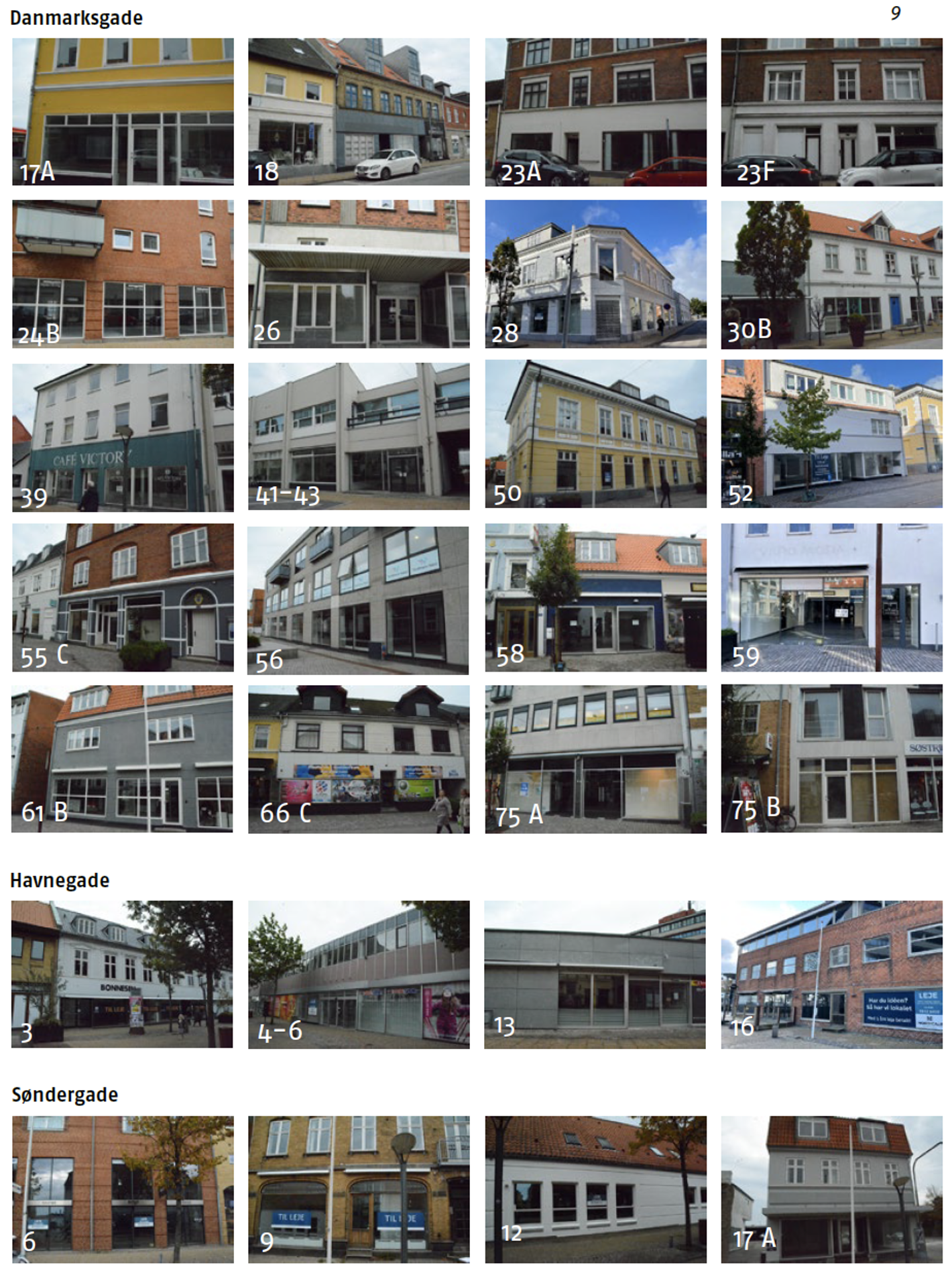 Fotografier af de tomme butiksfacader