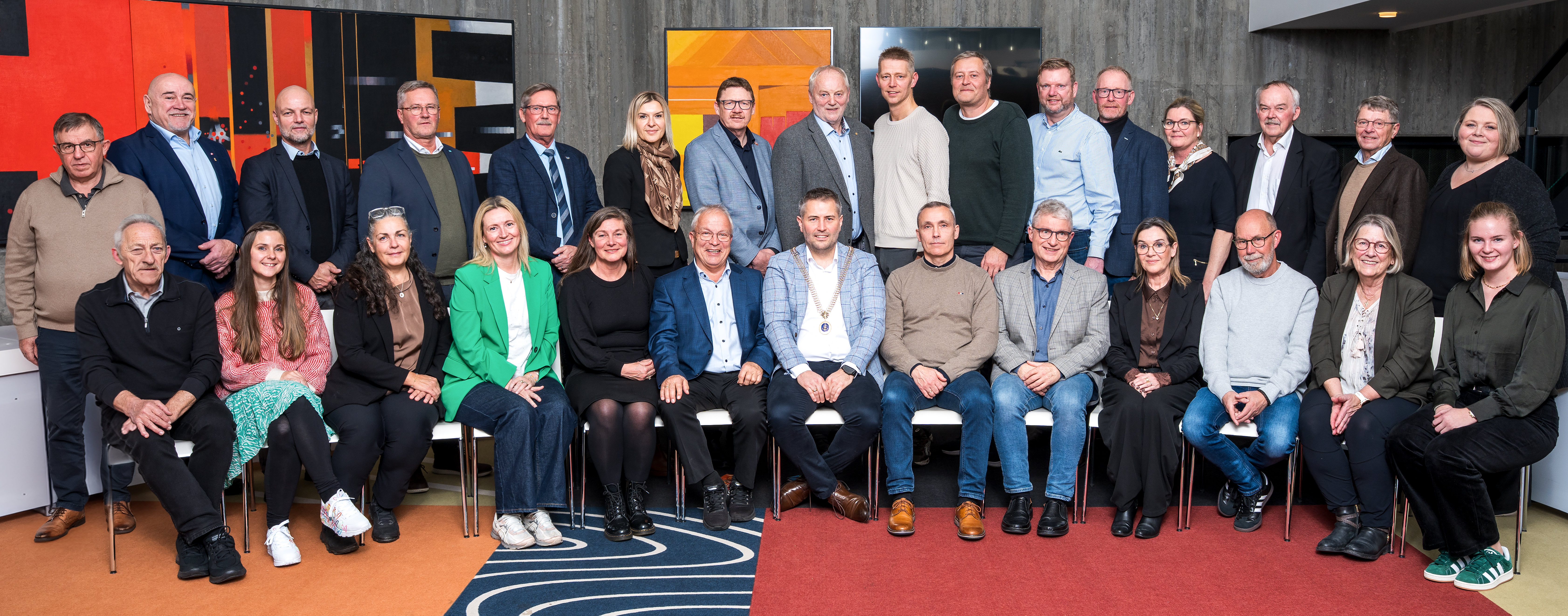 Gruppebillede af de 29 medlemmer af Frederikshavn Byråd 2026-2029