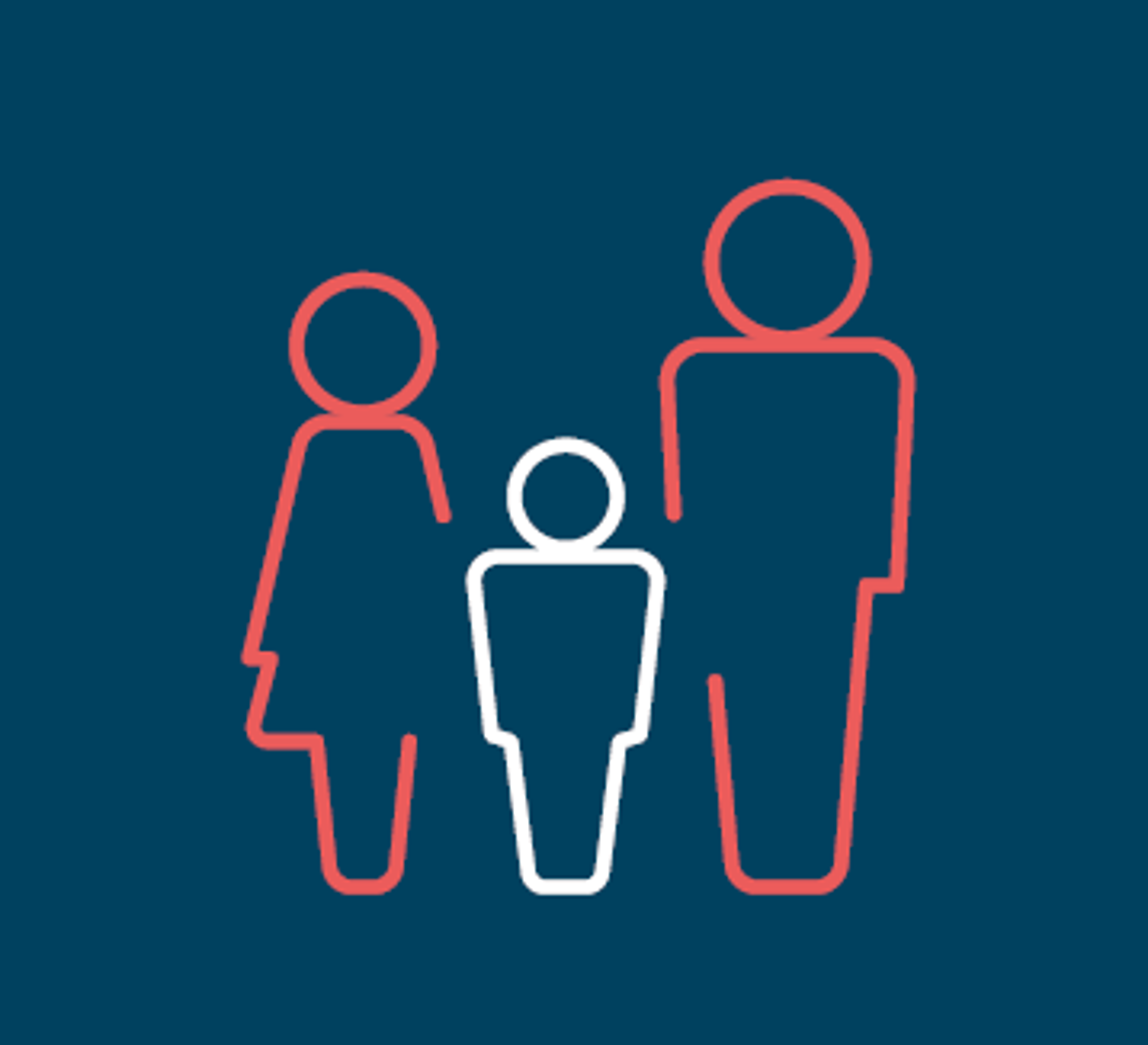 Piktogram med mor, far og barn