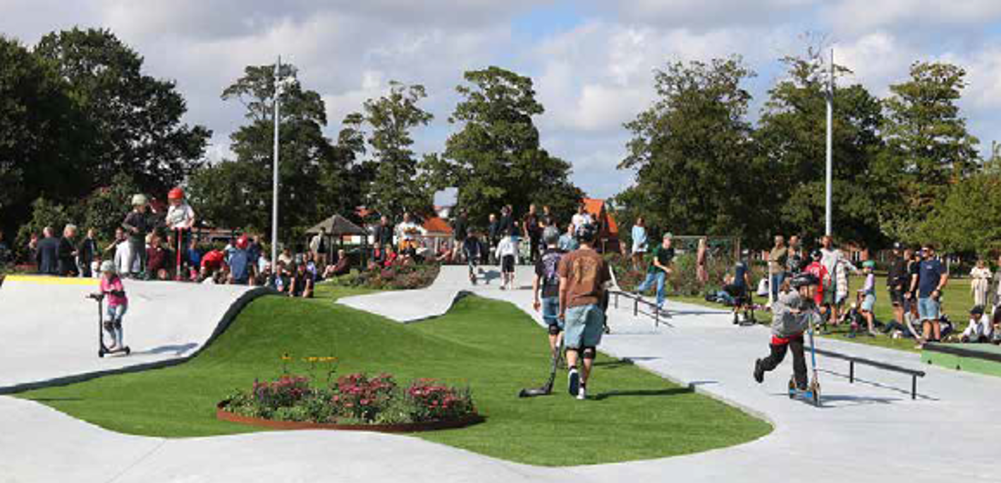Visualisering af byparken med skaterbane
