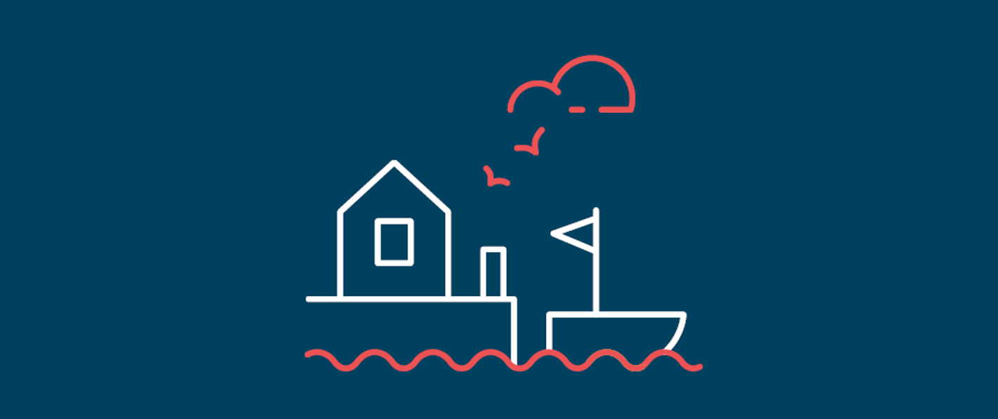 Ikon med lystbåd i havn